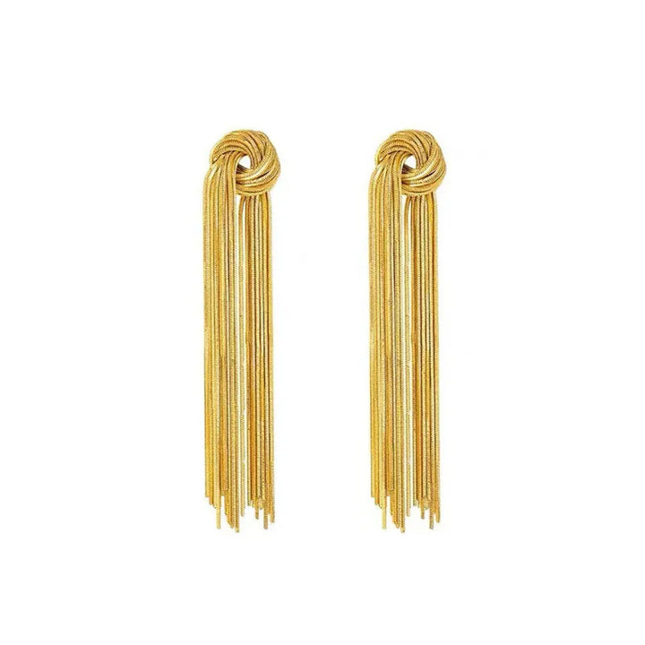 Elegant Knot Long Tassel Earrings-GOLD-State of Style