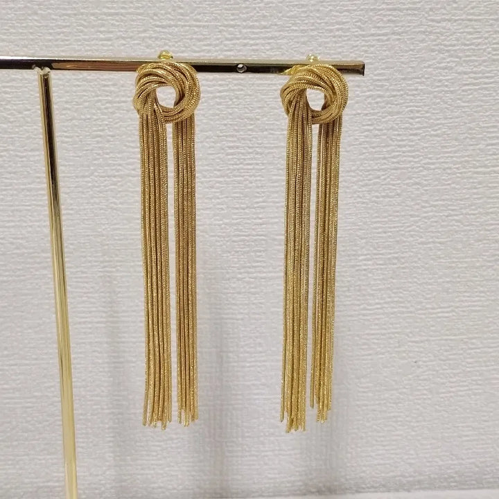 Elegant Knot Long Tassel Earrings-GOLD-State of Style