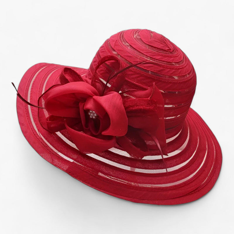 Elegant ladies' sun hat made of organza – Mirielle-Red-State of Style