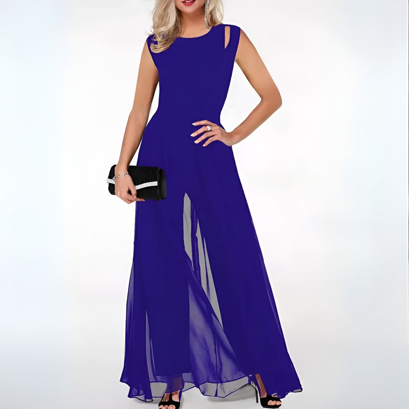 Elegant linen jumpsuit for ladies – Sofia-Blue-S-State of Style