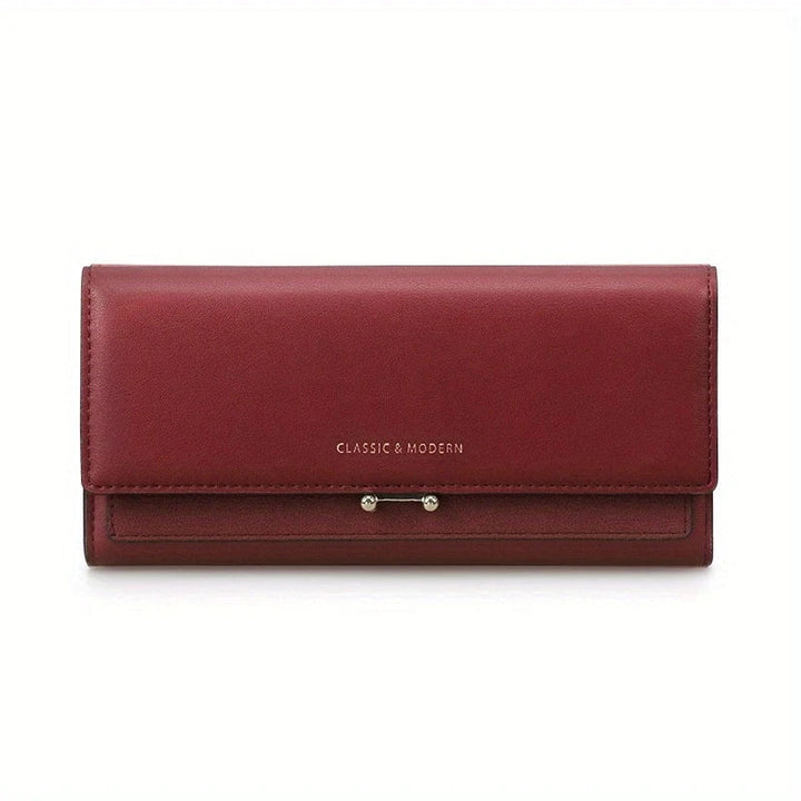 Elegant Long Wallet – Spacious & Stylish PU Leather Purse-Burgundy-State of Style