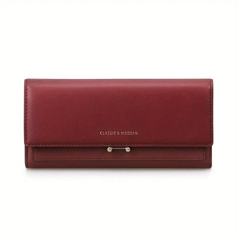 Elegant Long Wallet – Spacious & Stylish PU Leather Purse-Burgundy-State of Style