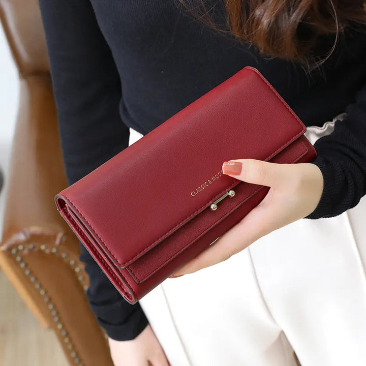 Elegant Long Wallet – Spacious & Stylish PU Leather Purse-Burgundy-State of Style