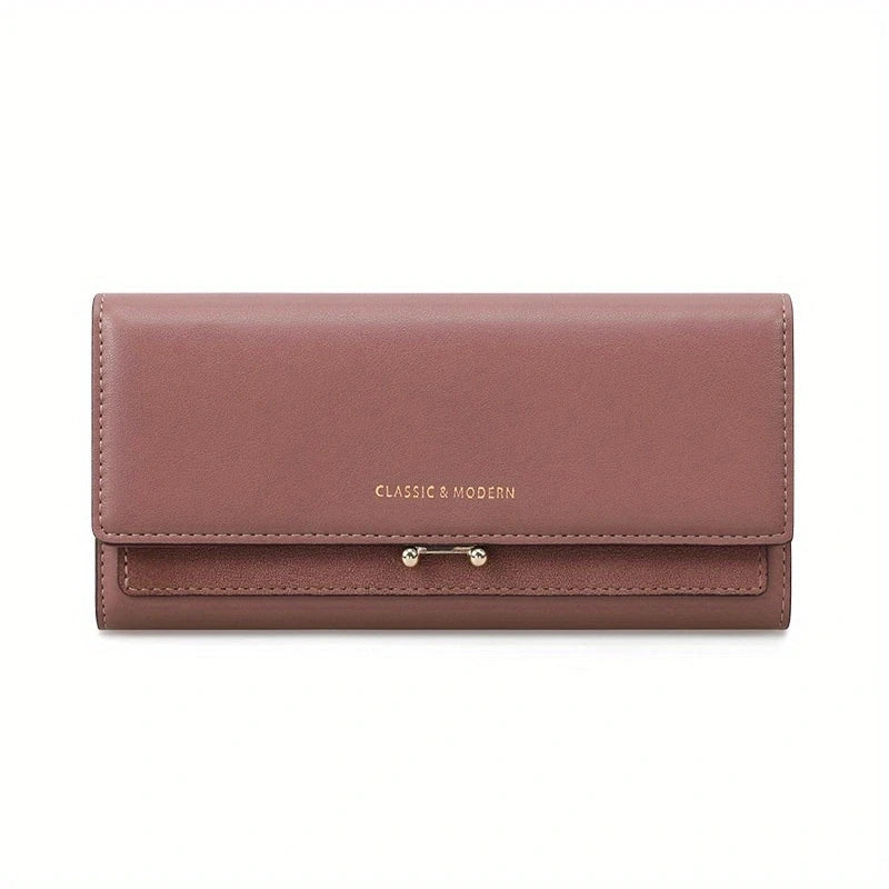 Elegant Long Wallet – Spacious & Stylish PU Leather Purse-Dark Pink-State of Style