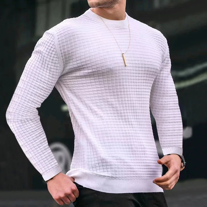 Elegant Milano Slim Fit Textured Knit Pullover-White-XS-State of Style