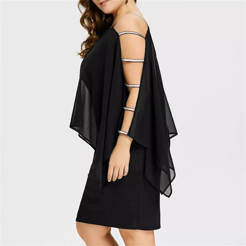 Elegant Off-Shoulder Lace Swing Dress – Plus Size-Black-XL-State of Style