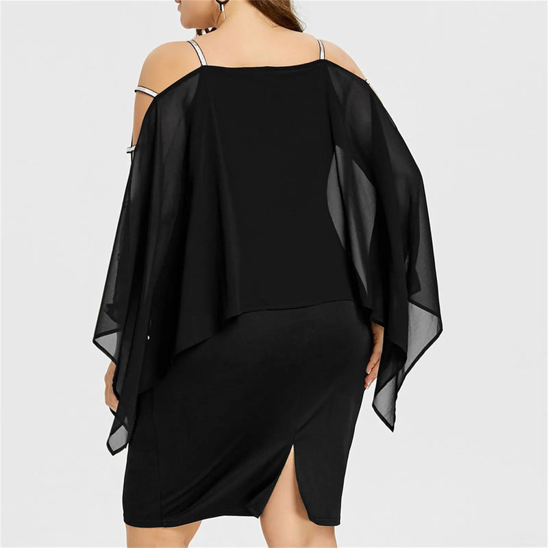 Elegant Off-Shoulder Lace Swing Dress – Plus Size-Black-XL-State of Style