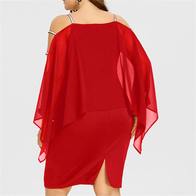 Elegant Off-Shoulder Lace Swing Dress – Plus Size-Black-XL-State of Style
