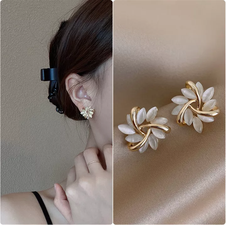 Elegant Opal Petal Stud Earrings | Women's Jewellery-State of Style