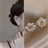 Elegant Opal Petal Stud Earrings | Women's Jewellery-State of Style