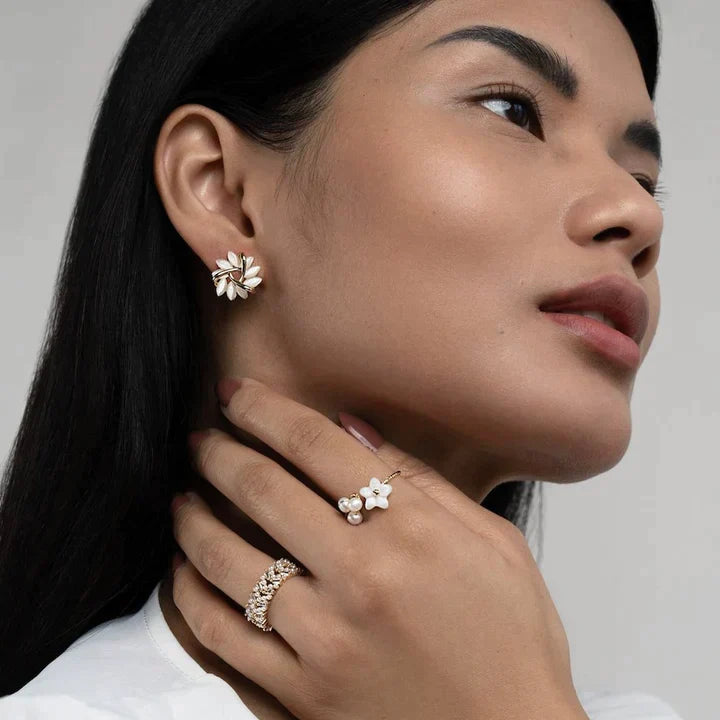 Elegant Opal Petal Stud Earrings | Women's Jewellery-State of Style