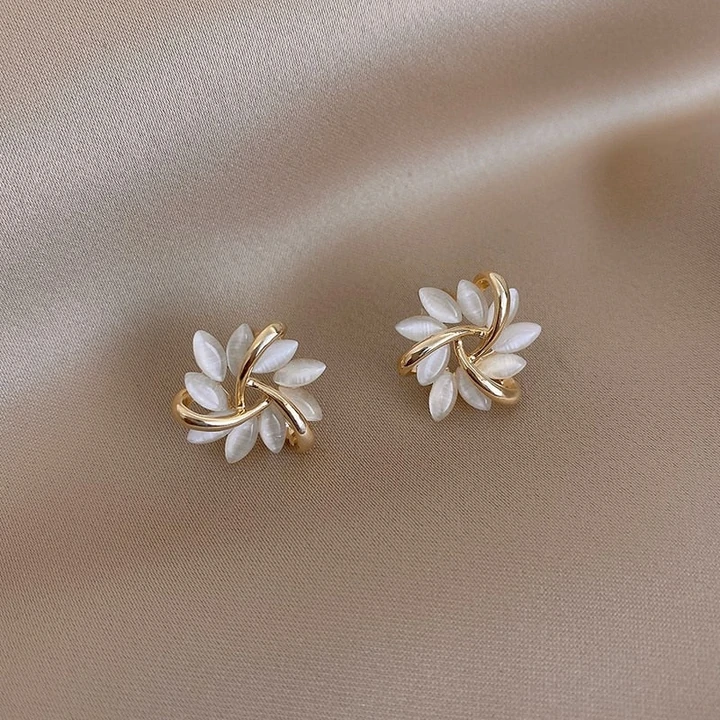 Elegant Opal Petal Stud Earrings | Women's Jewellery-State of Style