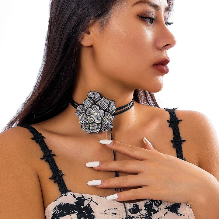 Elegant Rhinestone Rose Choker Necklace | Sophisticated Jewellery for Women-State of Style