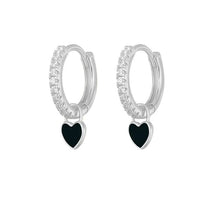Elegant Silver Hoop Earrings - Women's Fashion Jewellery-Silver Black-State of Style