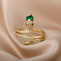 Elegant Snake Ring for Women | Statement Jewellery-Green-State of Style