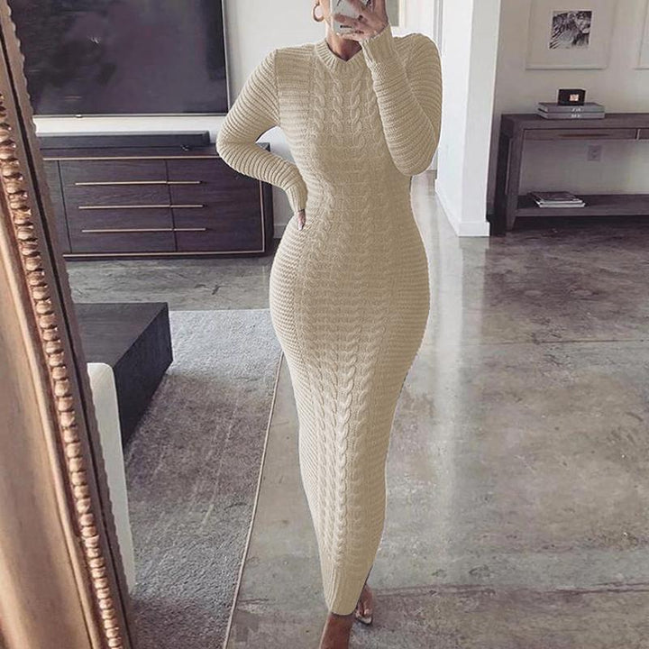Elegant Stretch Maxi Dress for Women-Beige-S-State of Style