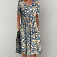 Elegant Summer Dress - Luna-Blue-Yellow-S-State of Style