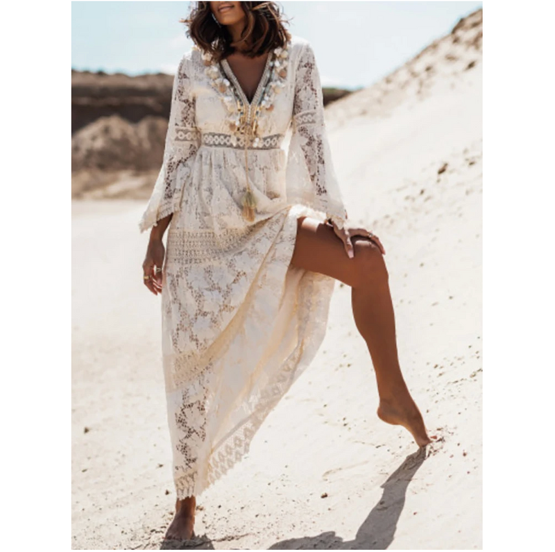 Elegant Summer Dress | Stylish & Comfortable-Long Sleeve Apricot-S-State of Style