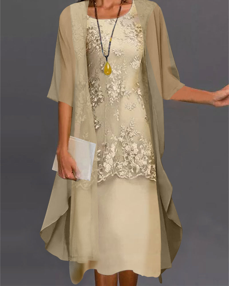 Elegant Two-Piece Chiffon Dress – Viviana-Yellow-S-State of Style