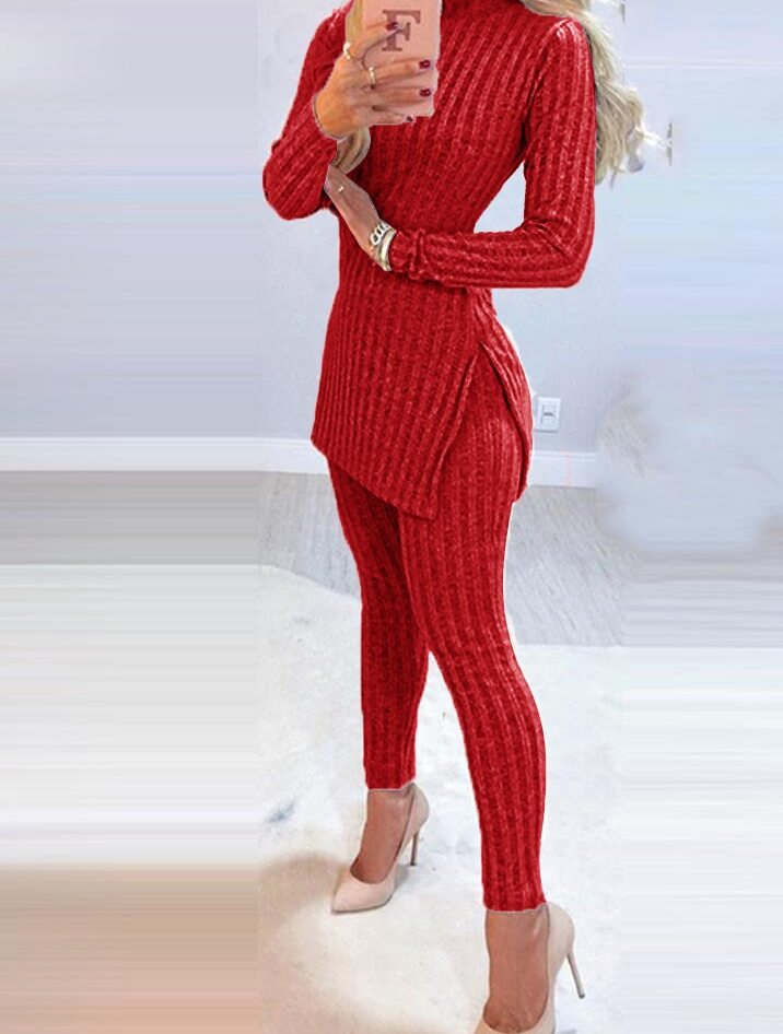 Elegant Two-Piece Set | Celine Ensemble-Red-S-State of Style