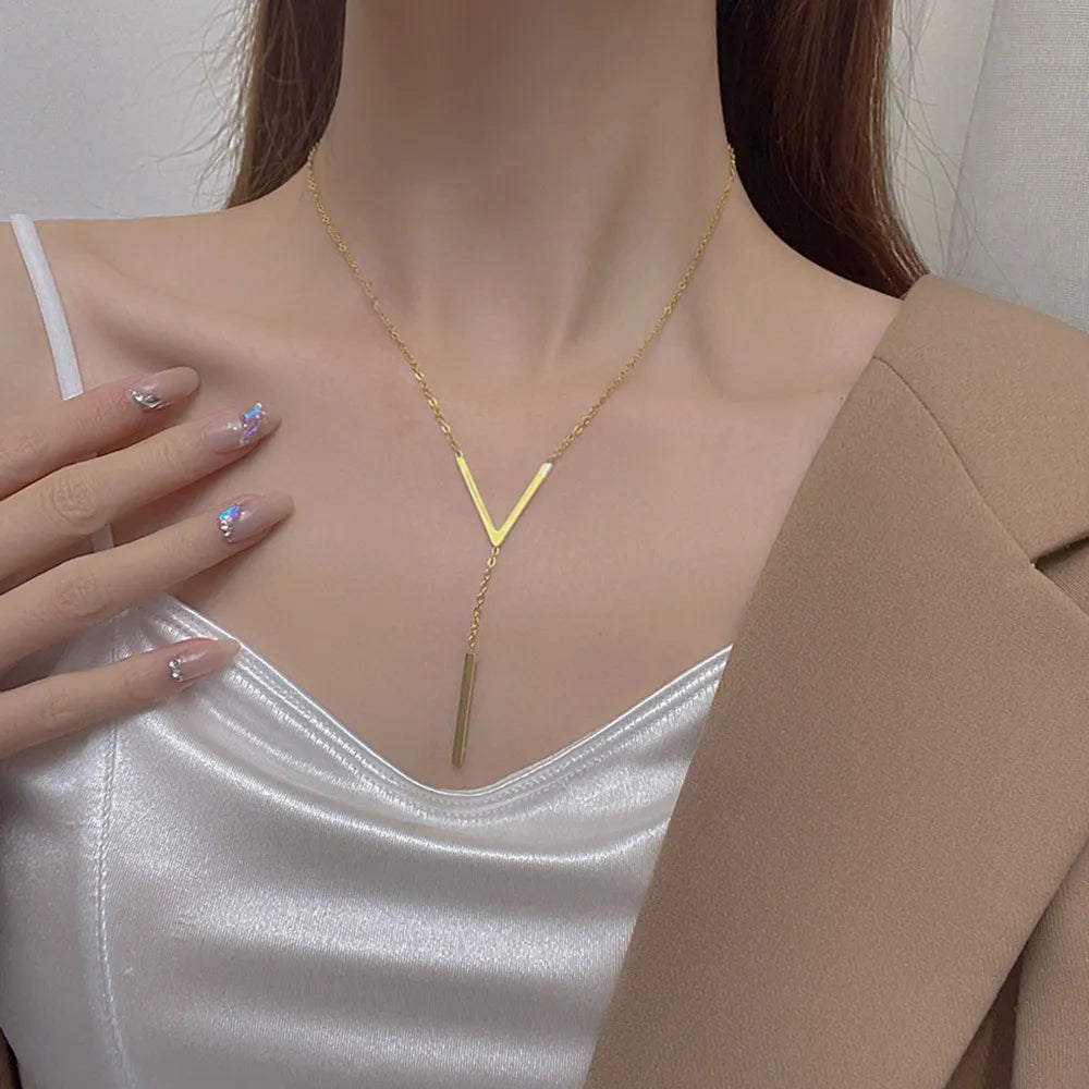Elegant V-Shaped Gold Necklace | Timeless Style-State of Style