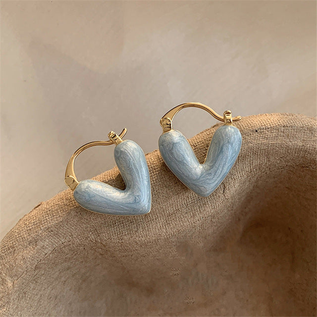 Elegant White Teardrop Earrings | Love-Inspired Dangle Design-Blue Heart-State of Style