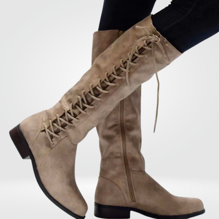 Elena Comfortable High Boots-Beige-4-State of Style