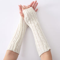 Elena Fingerless Gloves | Long & Stylish-White Twist-State of Style