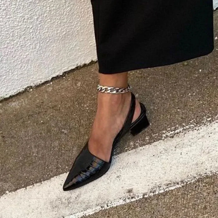 Elena - Orthopedische Croco Bruine Pumps-Donkerbruin-36-State of Style