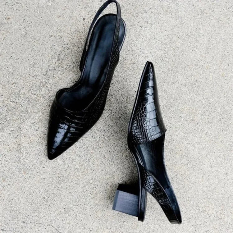 Elena - Orthopedische Croco Bruine Pumps-Donkerbruin-36-State of Style