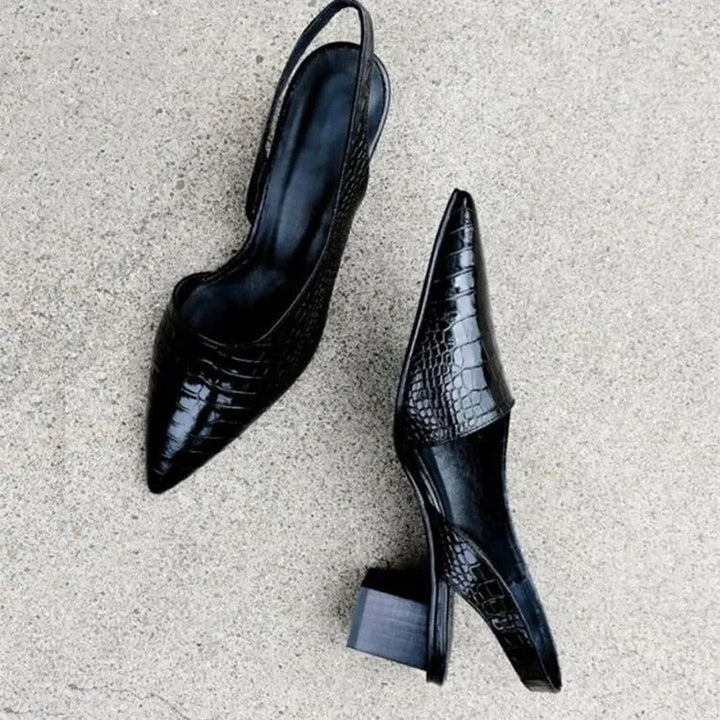 Elena - Orthopedische Croco Bruine Pumps-Donkerbruin-36-State of Style