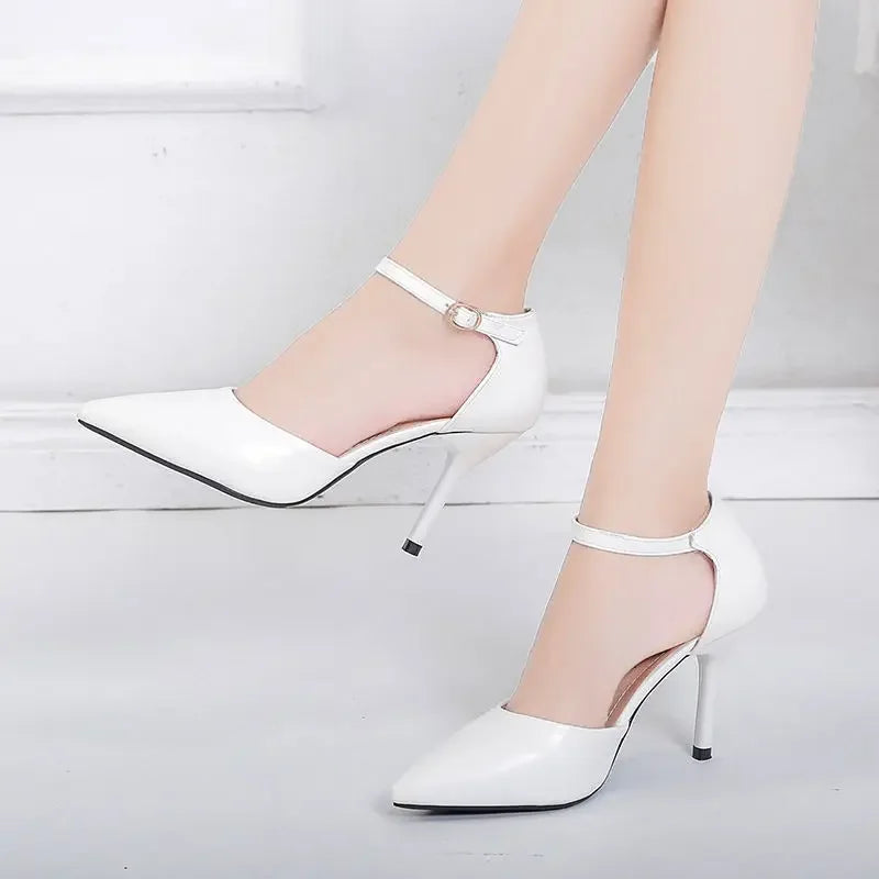Elena - Orthopedische Elegante Zilveren Hakken-Wit 6CM-33-State of Style