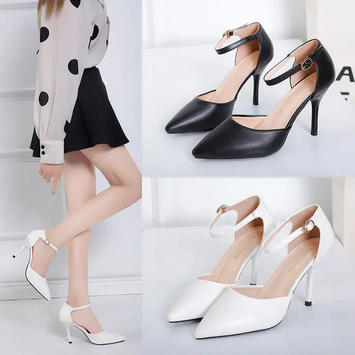 Elena - Orthopedische Elegante Zilveren Hakken-Wit 6CM-33-State of Style