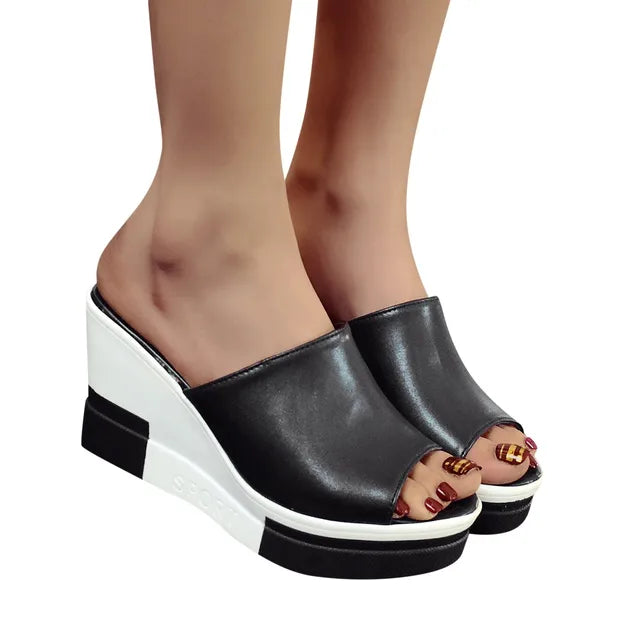 Elena - Orthopedische Zwarte Sleehak Muiltjes-Zwart-37-State of Style