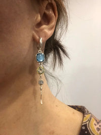 Elias Blue Stone Cross Earrings-State of Style