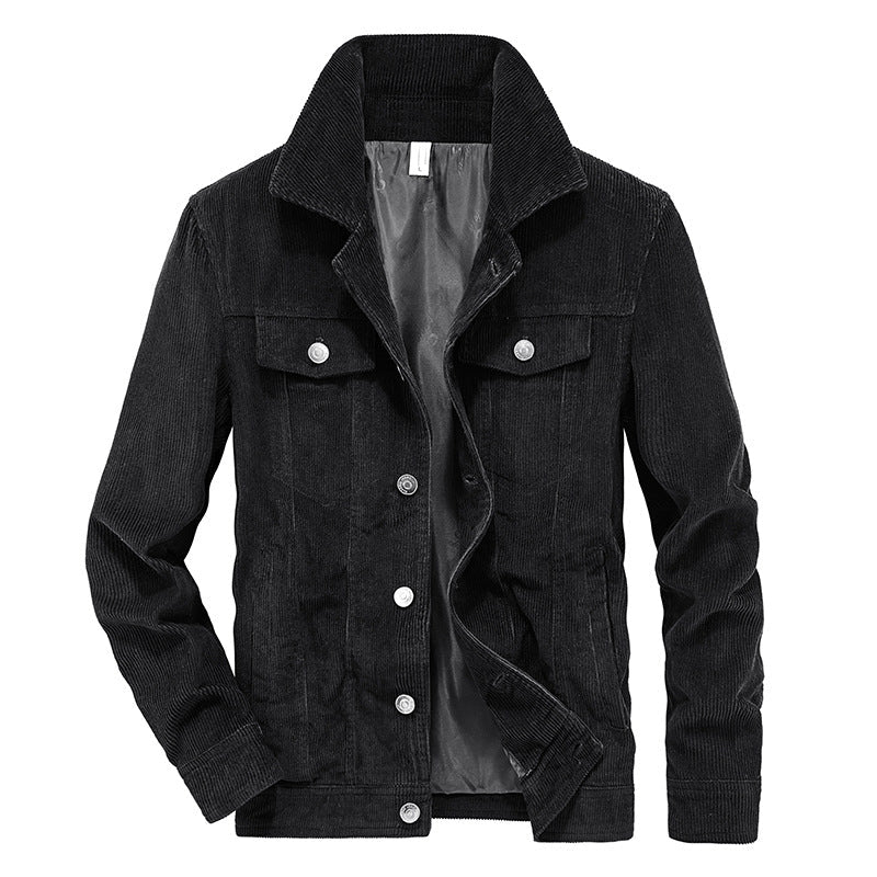 Elias Lightweight Corduroy Jacket for Men-Black-M-State of Style