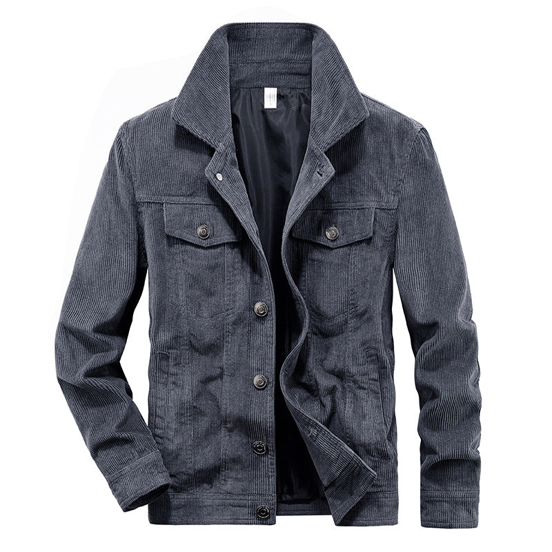 Elias Lightweight Corduroy Jacket for Men-Grey-M-State of Style