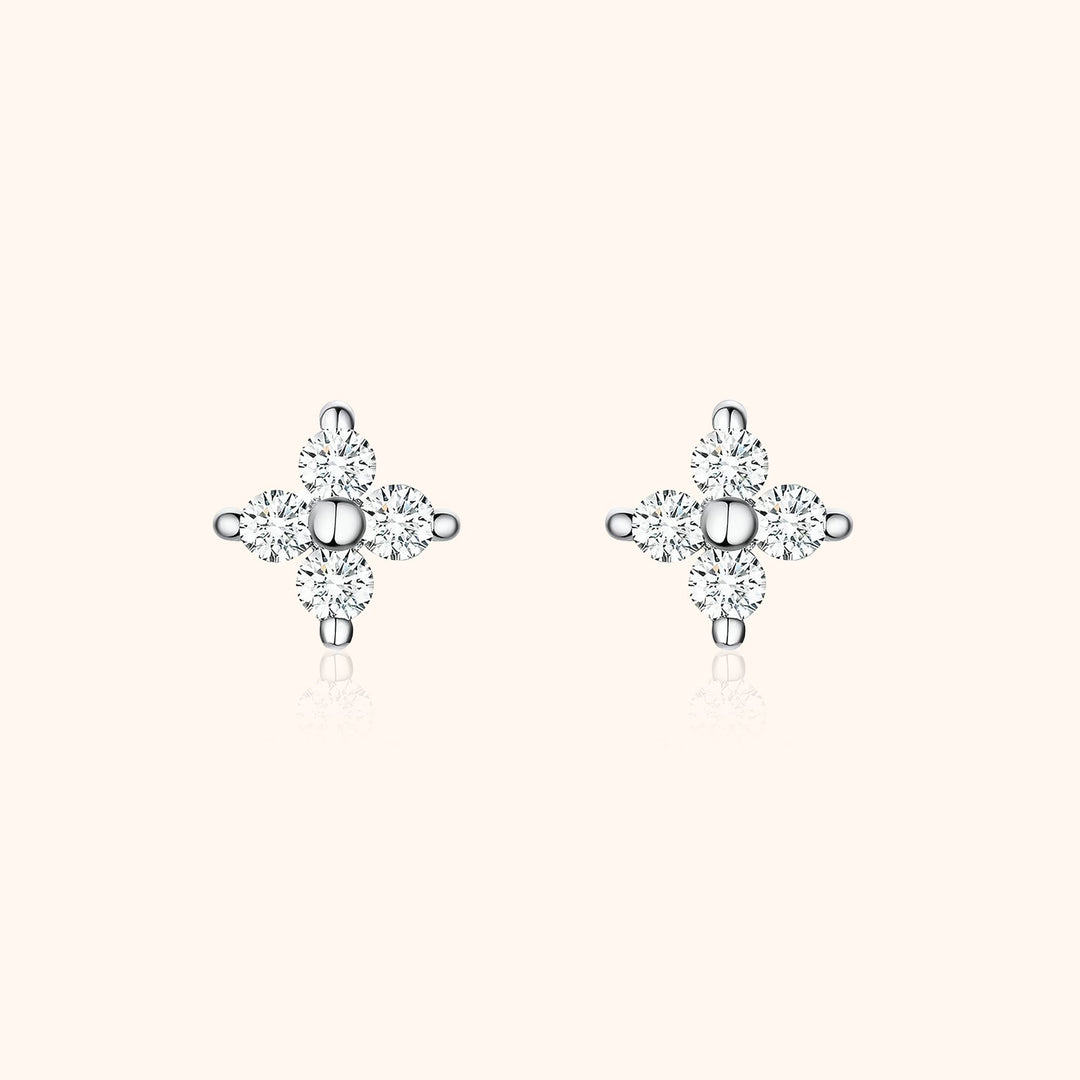 Elise Flower-Shaped Zirconia Earrings-State of Style