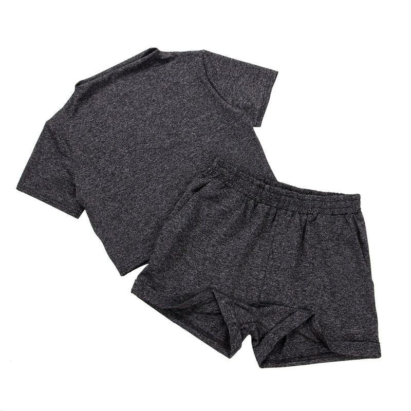 ElizabethsSet | 2-Piece Sports Outfit – Top & Shorts-Dark Grey-S-State of Style