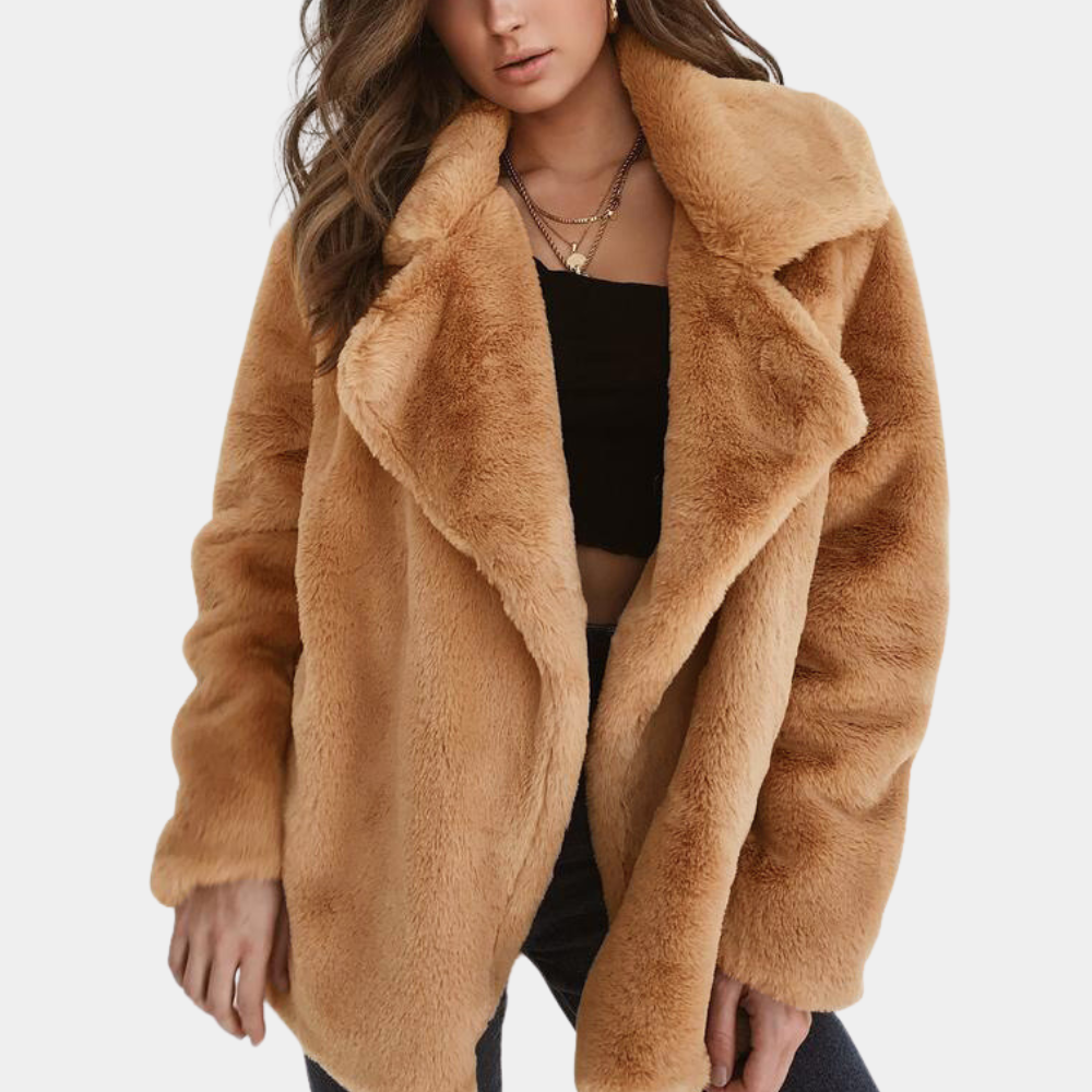 Ellle - Warm Teddy Winter Coat for Women-Brown-XS-State of Style