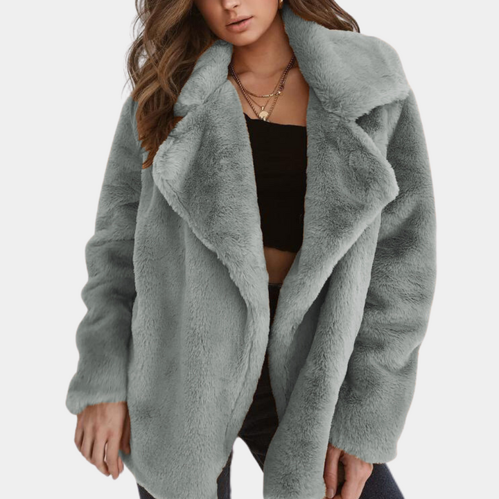 Ellle - Warm Teddy Winter Coat for Women-Grey-XS-State of Style