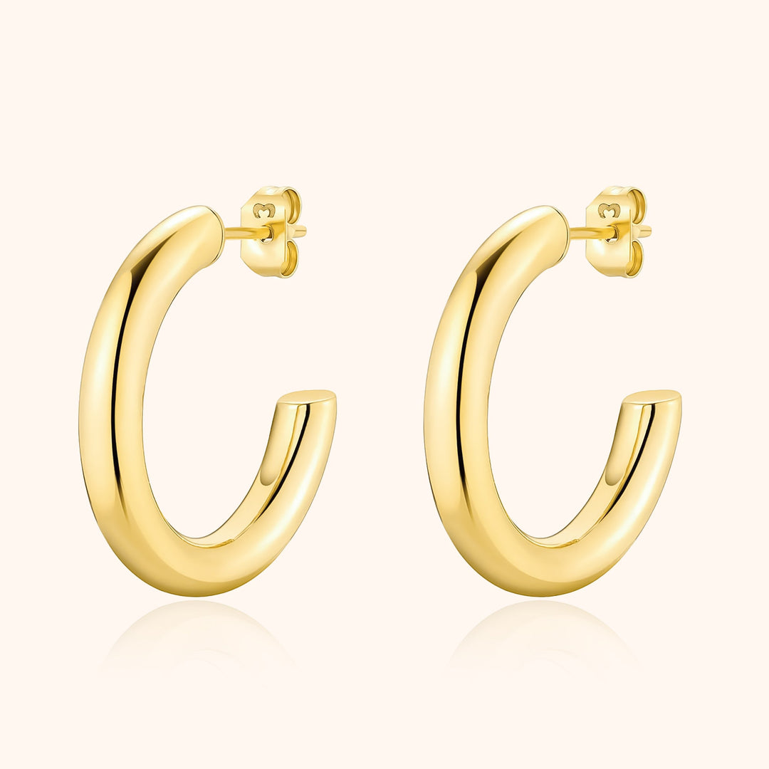 Elodie Half-Round Stud Earrings-Gold-State of Style