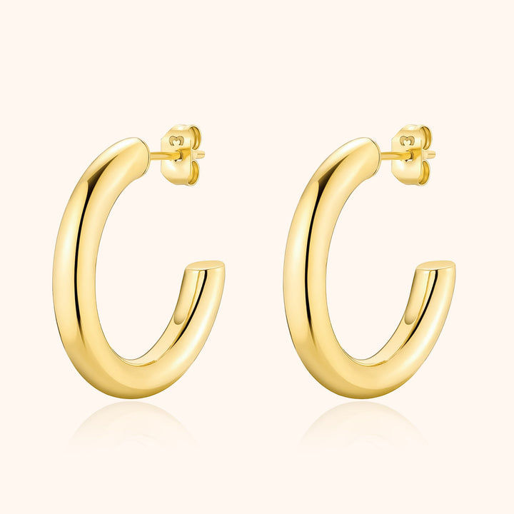 Elodie Half-Round Stud Earrings-Gold-State of Style