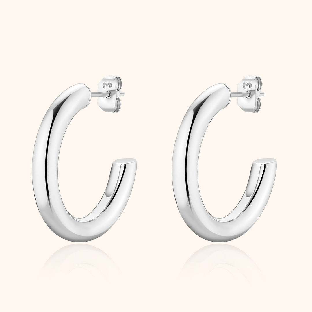Elodie Half-Round Stud Earrings-Silver-State of Style