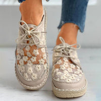Embroidered Flower Shoes with Supportive Footbed – Lucine-Beige-3-State of Style
