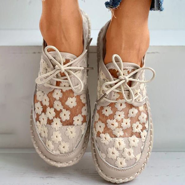 Embroidered Flower Shoes with Supportive Footbed – Lucine-White-3-State of Style