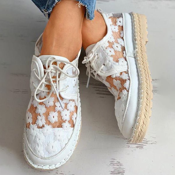 Embroidered Flower Shoes with Supportive Footbed – Lucine-White-3-State of Style