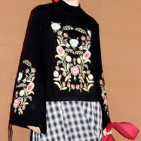 Embroidered Flowers Sweater - Alina-Black-XS-State of Style