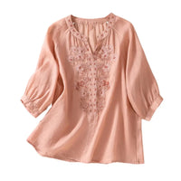 Embroidered Ladies' Cotton Summer Blouse – Ysolde-Orange-S-State of Style