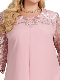 Embroidered Plus-Size Banquet Dress-Navy Blue-L-State of Style